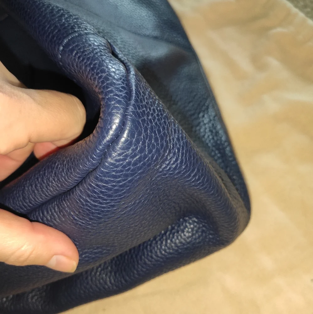 LOEWE Calle Navy Gained Leather Hobo Bag